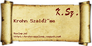 Krohn Szalóme névjegykártya